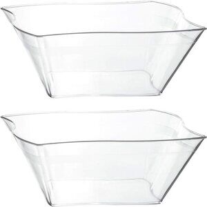 PLASTICPRO Disposable Elegant Wave Design Square Plastic Serving Bowls Heavy